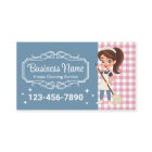 House Cleaning Service Cartoon Maid Blue & Pink