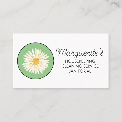 House Cleaning Service Daisy Logo Social Icons  Business Card