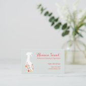 House Cleaning Service Floral Spray Bottle  Business Card (Standing Front)
