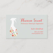 House Cleaning Service Floral Spray Bottle  Business Card (Front)