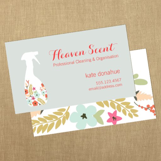 Customizable Floral Spray Bottle House Cleaning Logo Business Business Card