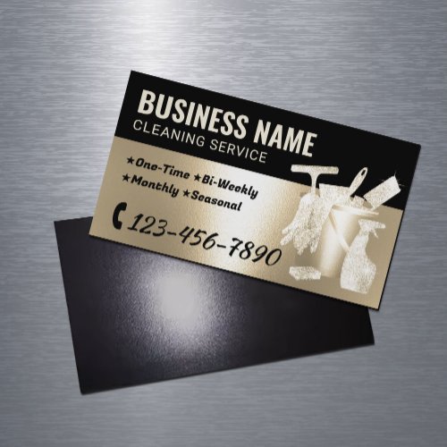 House Cleaning Service Gold Glitter Housekeeping Business Card Magnet