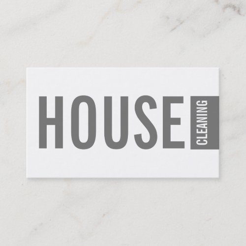 House Cleaning Service Grey Bold Lettering Business Card