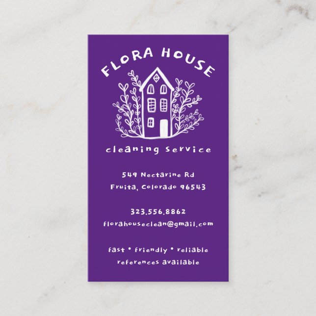 House Cleaning Service Home Hand Drawn Logo  Business Card (Front)