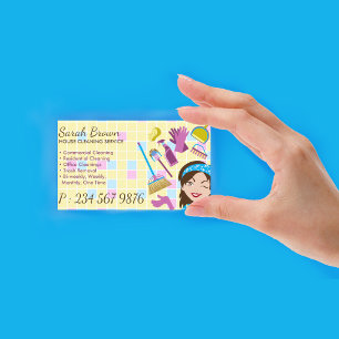 House Cleaning Service Janitorial Lady Maid Business Card