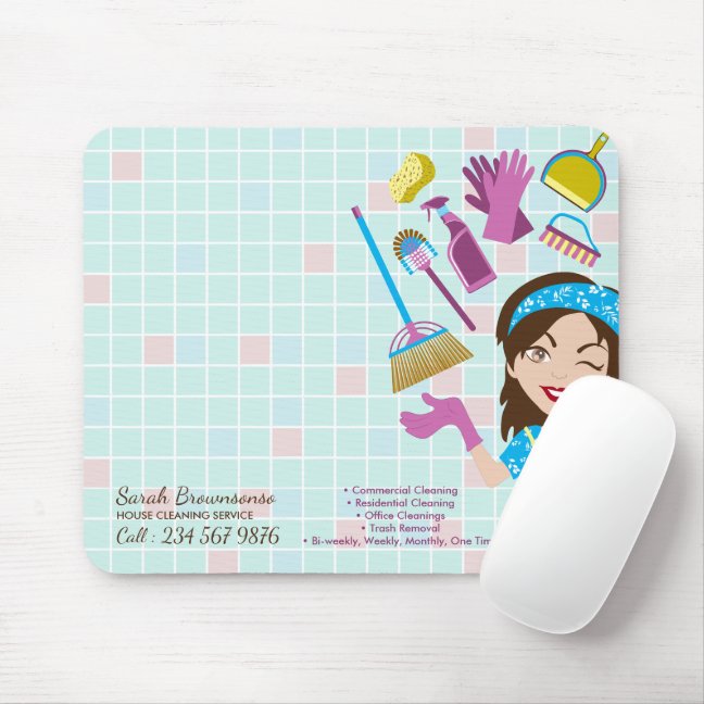 House Cleaning Service Janitorial Lady Washing Mouse Pad