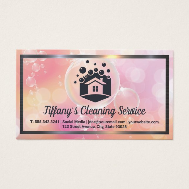 House Cleaning Service Logo | Soap Bubbles (Front)