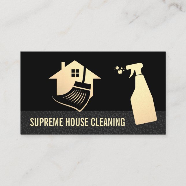 House Cleaning Service | Maid Spray Bottle Broom Business Card (Front)