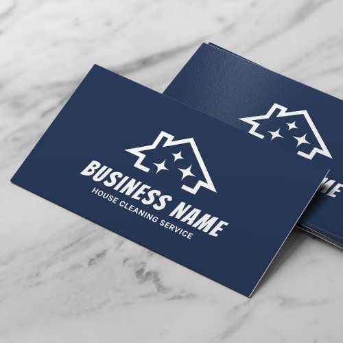 House Cleaning Service Minimalist Navy Blue Business Card