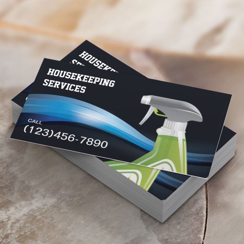 House Cleaning Service Modern Blue Waves Business Card