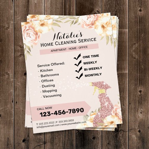 House Cleaning Service Modern Floral Housekeeping Flyer
