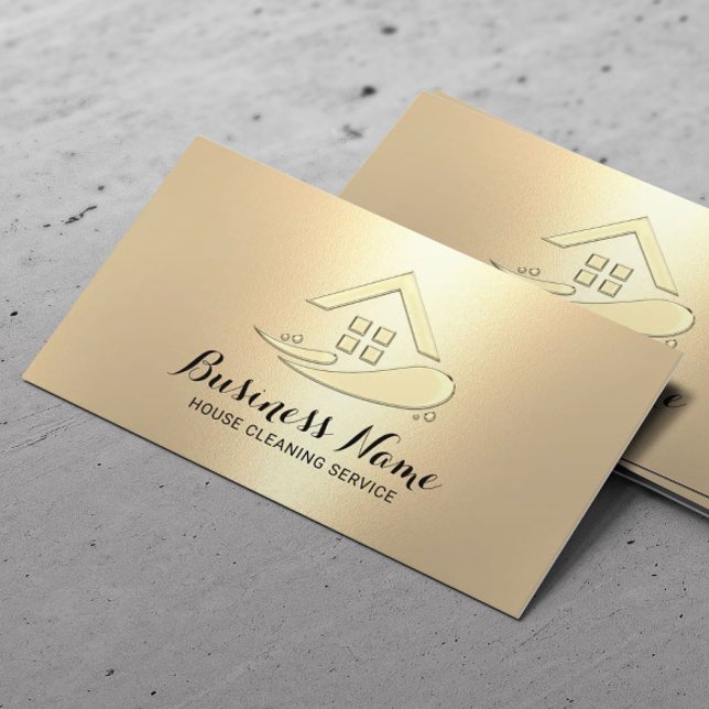 House Cleaning Service Modern Gold  Business Card (Creator Uploaded)