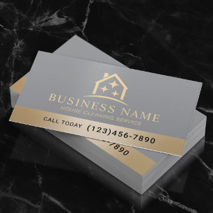 House Cleaning Service Modern Gold Housekeeping Business Card