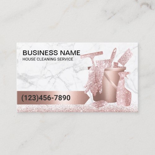 House Cleaning Service Modern Rose Gold Marble Business Card