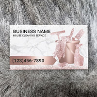 House Cleaning Service Modern Rose Gold Marble Business Card