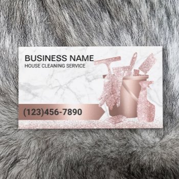 House Cleaning Service Modern Rose Gold Marble Business Card by cardfactory at Zazzle