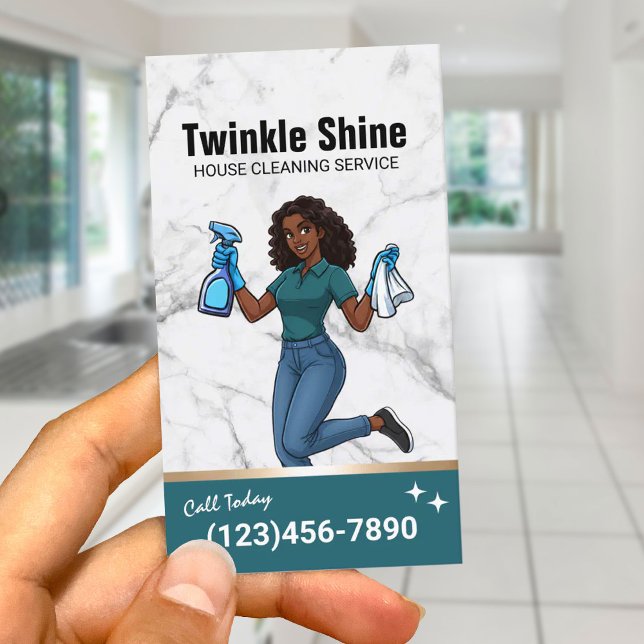 House Cleaning Service Modern Teal Housekeeping #2 Business Card (Creator Uploaded)