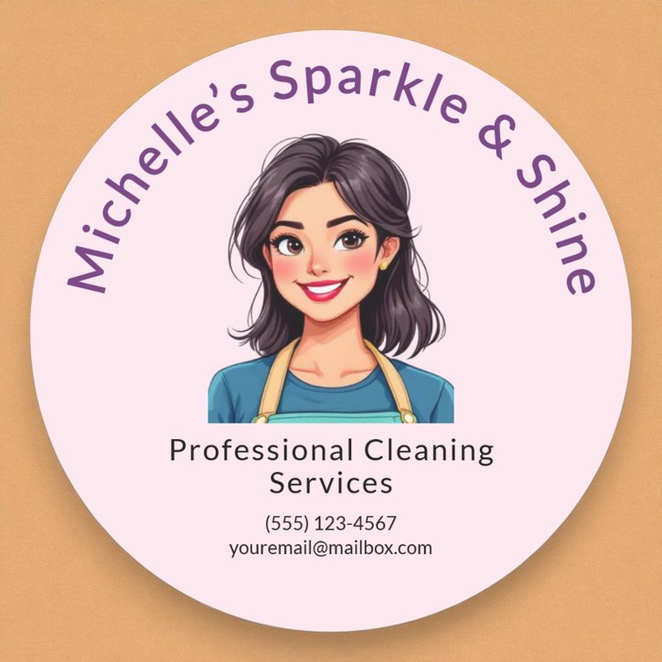 House Cleaning Service Modern Woman Pink Classic Round Sticker