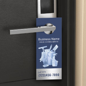 House Cleaning Service Navy Blue Housekeeping Door Hanger