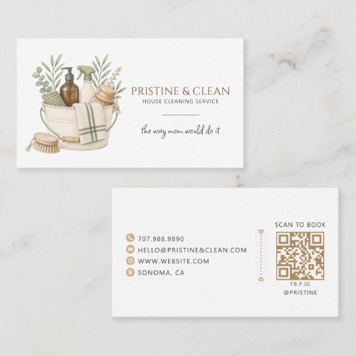 House Cleaning Service QR Code Business Card