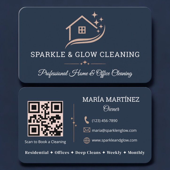 House Cleaning Service QR Code Business Card