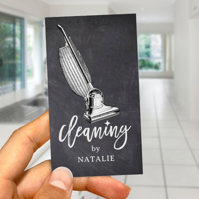 House Cleaning Service Retro Vacuum Cleaner Business Card (Creator Uploaded)