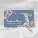 House Cleaning Service Silver Spray Vintage Floral Business Card<br><div class="desc">House Cleaning Service Silver Spray Vintage Floral Dusty Blue Business Card.</div>