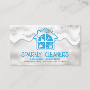House Cleaning Service Sparkles Soap Bubbles Business Card