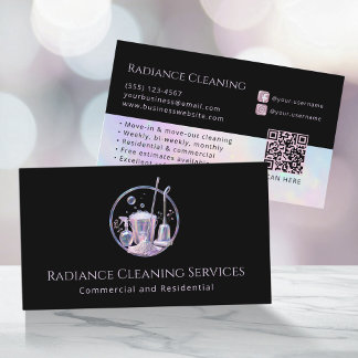 House Cleaning Service Supplies Modern QR Code Business Card
