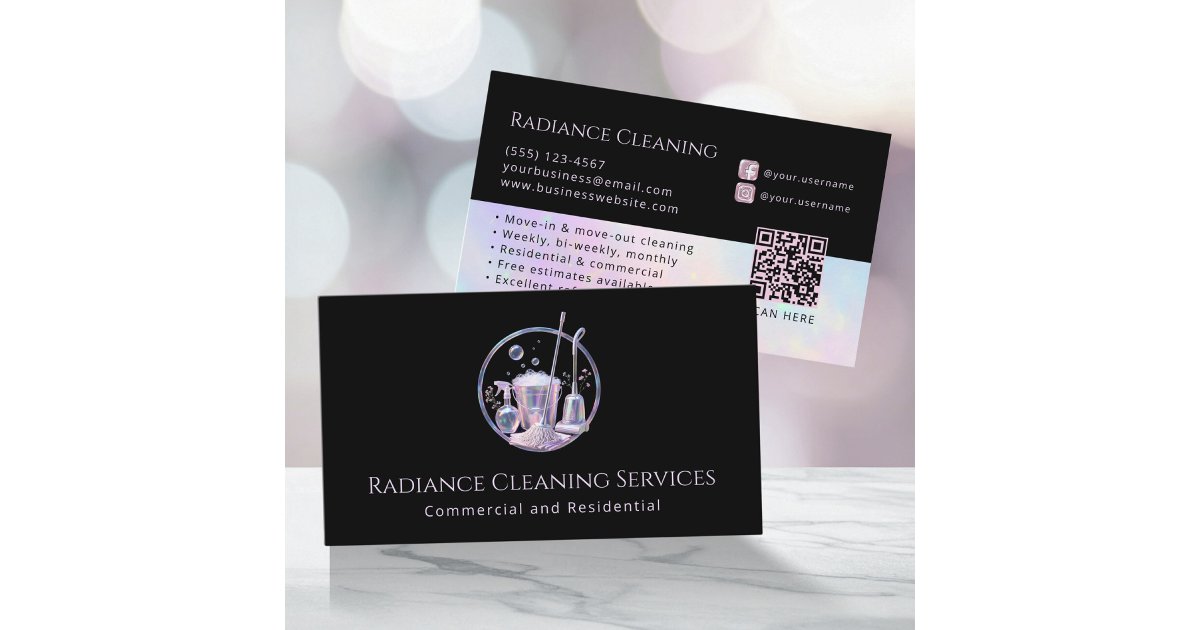 House Cleaning Service Supplies Modern QR Code Business Card | Zazzle