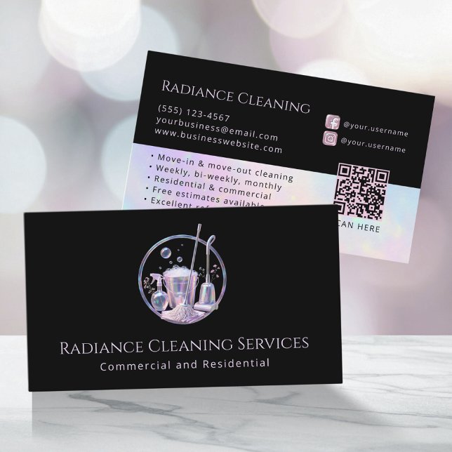 House Cleaning Service Supplies Modern QR Code Business Card (Creator Uploaded)
