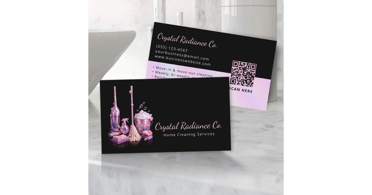 House Cleaning Service Supplies Modern QR Code Business Card | Zazzle