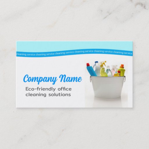 Customizable Minimalistic White &amp; Blue Cleaning Service Card Business Cards