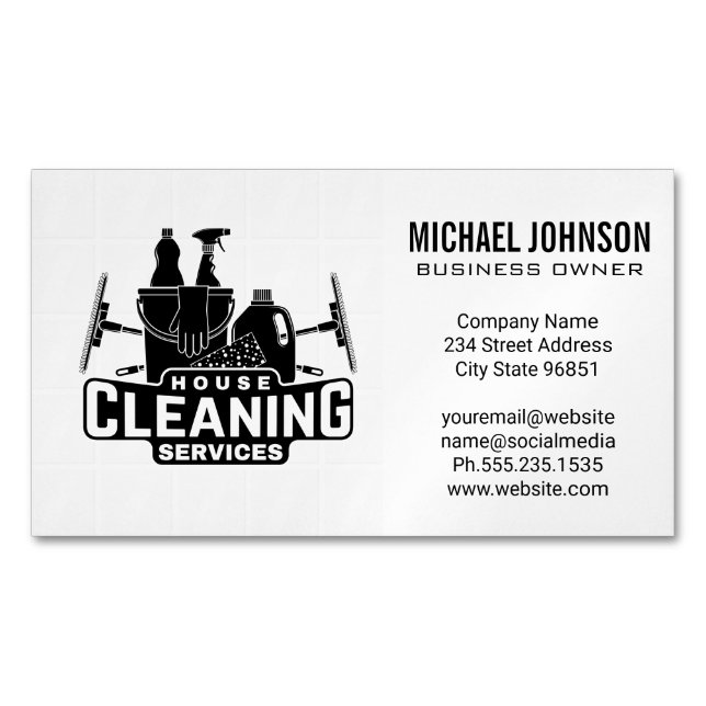 House Cleaning Services and Supplies Business Card Magnet (Front)