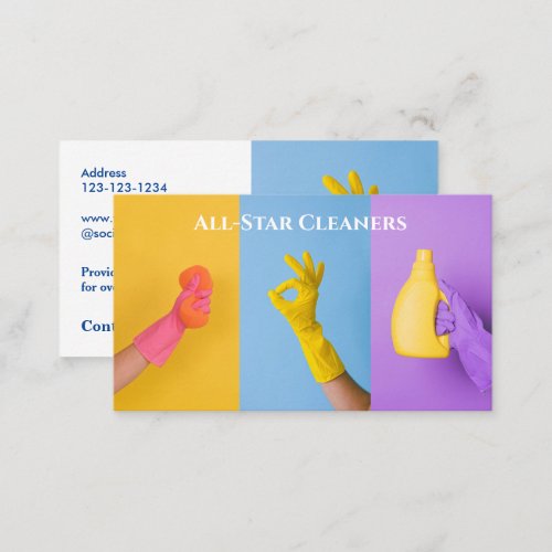House Cleaning Services Bright Rubber Gloves Business Card