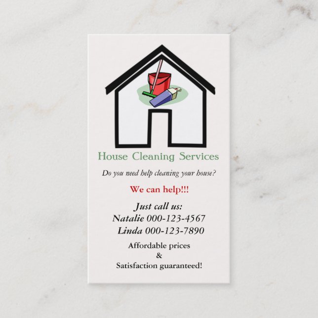 House Cleaning Services Business Card Template (Front)