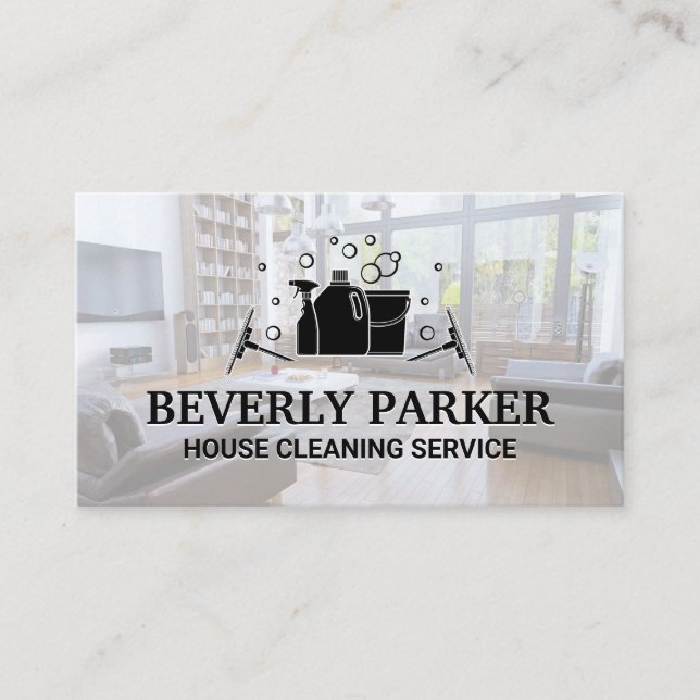 House Cleaning Services | Clean Home Background Business Card (Front)