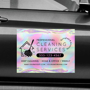 House Cleaning Services Company Trendy Holographic Car Magnet