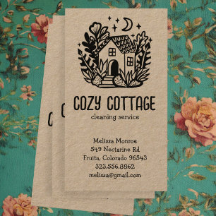 House Cleaning Services Cute Home Hand Drawn Kraft Business Card
