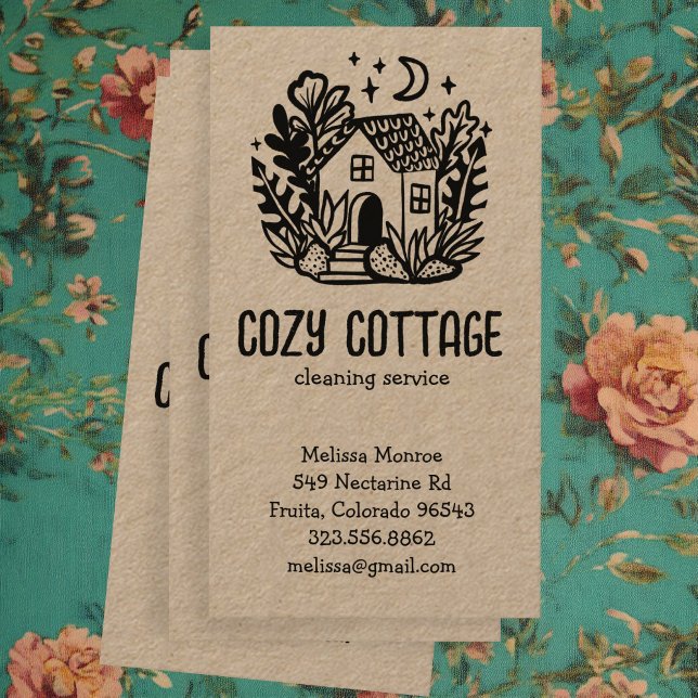 House Cleaning Services Cute Home Hand Drawn Kraft Business Card (House Cleaning Services Cute Home Hand Drawn Kraft Business Card
)