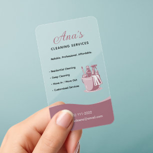 House Cleaning Services Dusty Rose Clear Business Cards