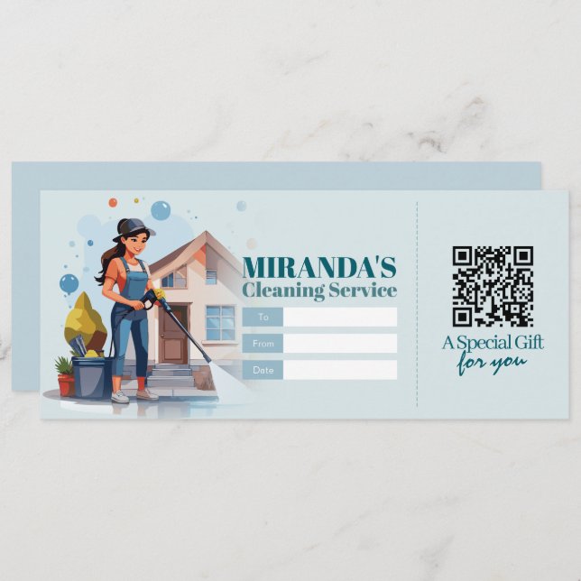 House Cleaning Services Gift Certificate Voucher Invitation (Front/Back)