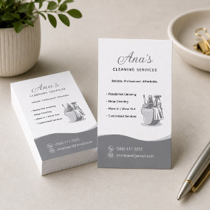 House Cleaning Services Gray Business Card