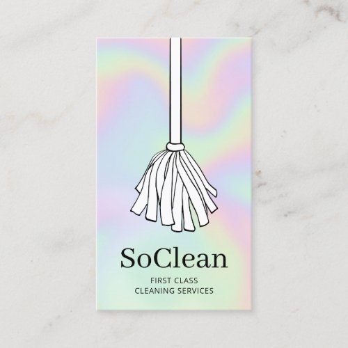 House Cleaning Services Holographic Maid  Mop  Business Card