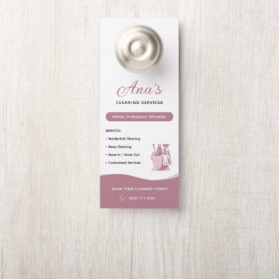 House Cleaning Services Housekeeping Dusty Rose Door Hanger