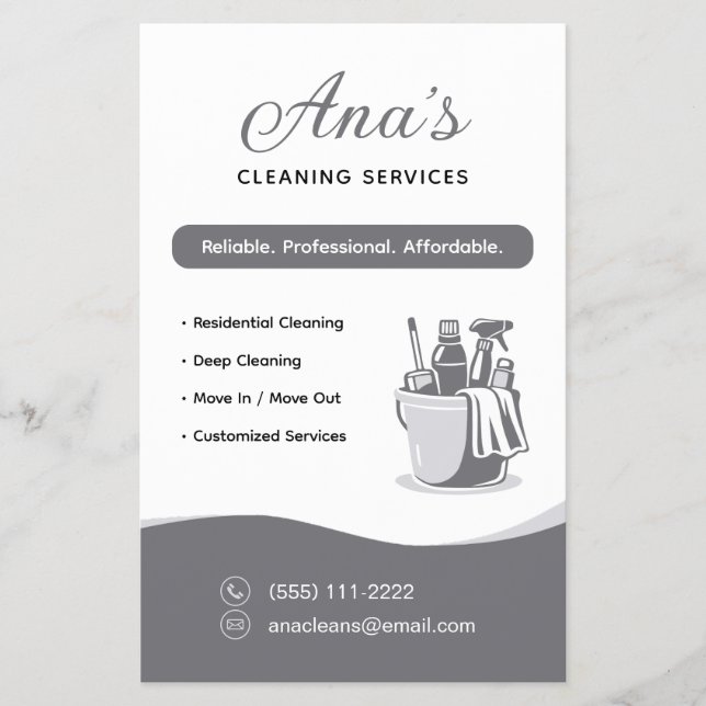 House Cleaning Services Housekeeping Gray Flyer (Front)