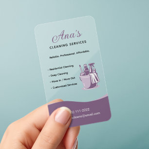 House Cleaning Services Housekeeping Mauve Clear Business Cards
