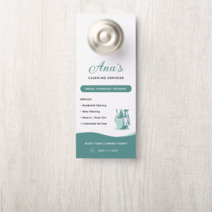 House Cleaning Services Housekeeping Teal Door Hanger