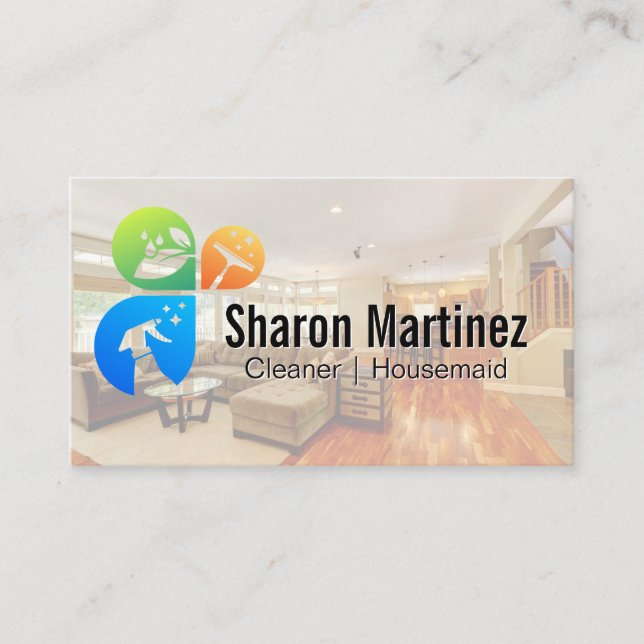 House Cleaning Services Icons | Home Living Room  Business Card (Front)