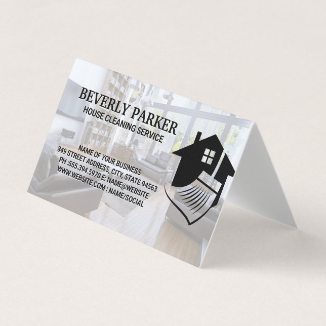 House Cleaning Services | Interior Living Room Business Card (Front)